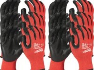 Milwaukee Cut Level 3 Dipped Work Gloves Black / Red M Pack of 12