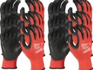 Milwaukee Cut Level 3 Dipped Work Gloves Black / Red XL Pack of 12