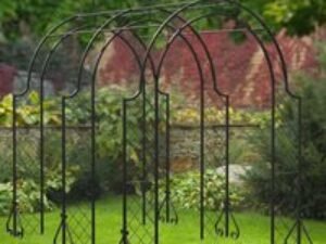 Panacea Lattice Metal Garden Arch Tunnel - Black 8'3 x 5'9