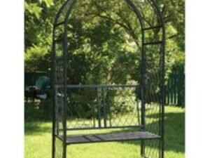 Panacea Twisted Lattice Metal Garden Arch with Seat 7'3 x 3'9