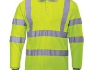 Portwest Hi Vis Polo Long Sleeve Shirt Yellow S