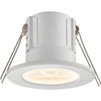 Saxby Integrated LED Fire Rated IP65 Matt White Fixed Warm White Downlight