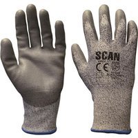 Scan Mens Polyurethane Coated Cut 5 Liner Gloves Grey 2XL