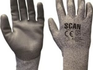 Scan Mens Polyurethane Coated Cut 5 Liner Gloves Grey M