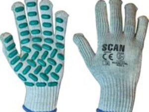 Scan Vibration Resistant Latex Foam Gloves Grey / Green L