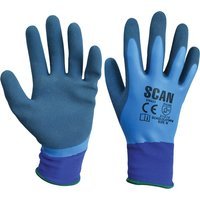 Scan Waterproof Latex Gloves Blue M