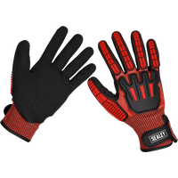 Sealey Cut and Impact Resistant Work Gloves Black / Red L Pack of 1