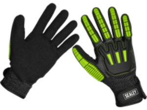 Sealey Cut and Impact Resistant Work Gloves Green / Black L Pack of 1