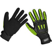 Sealey Cut and Impact Resistant Work Gloves Green / Black L Pack of 1