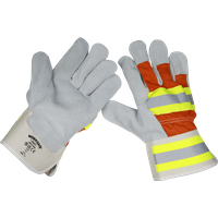 Sealey Reflective Hi Vis Rigger Gloves Grey / Orange One Size Pack of 6