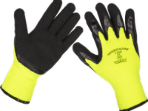 Sealey Thermal Super Grip Gloves Black / Yellow L Pack of 120