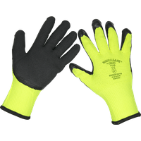 Sealey Thermal Super Grip Gloves Black / Yellow L Pack of 6