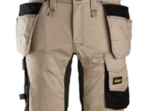 Snickers 6141 Mens Allround Work Stretch Slim Fit Holster Pockets Shorts Khaki / Black 54