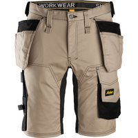 Snickers 6141 Mens Allround Work Stretch Slim Fit Holster Pockets Shorts Khaki / Black 60