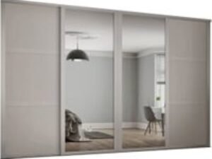 Spacepro Shaker 4 Wardrobe Door Kit Cashmere Framed - 2x 3 Panel Shaker & 2x 1 Panel Mirror - 2290mm (W)