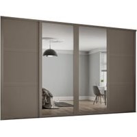 Spacepro Shaker 4 Wardrobe Door Kit Stone Grey Framed - 2x 3 Panel Shaker & 2x 1 Panel Mirror - 2898mm (W)