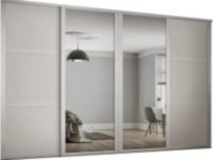Spacepro Shaker 4 Wardrobe Door Kit White Framed - 2x 3 Panel Shaker & 2x 1 Panel Mirror - 2290mm (W)