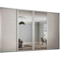 Spacepro Shaker 4 Wardrobe Door Kit White Framed - 2x 3 Panel Shaker & 2x 1 Panel Mirror - 2898mm (W)