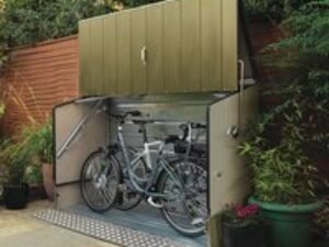 6'4 x 2'9 Trimetals Ramped Metal Bike Shed - Green (1.95m x 0.88m)