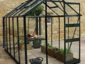 6' x 8' Halls Cotswold Burford Small Greenhouse in Black with Toughened Glass (1.94m x 2.56m)