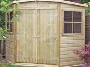 7' x 7' Shire Premium Pressure Treated Wooden Corner Garden Shed (2.07m x 2.16m)