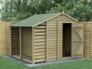 8' x 6' Forest 4Life 25yr Guarantee Overlap Pressure Treated Windowless Apex Wooden Shed with Lean To (2.42m x 2.65m)