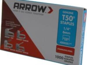 Arrow T50 Stainless Steel Staples 6mm Pack of 1000