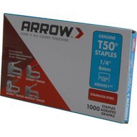 Arrow T50 Stainless Steel Staples 6mm Pack of 1000