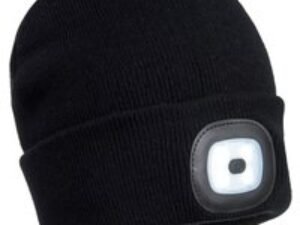 Beanie Hat With Rechargeable Twin LED Head Light Black