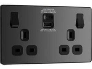 BG Evolve Black Chrome Double Switched 13A Power Socket with USB C 30W & USB A (2.1A)