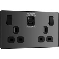 BG Evolve Black Chrome Double Switched 13A Power Socket with USB C 30W & USB A (2.1A)