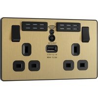 BG Evolve Brushed Brass 13A Wifi Extender Double Switched Power Socket & 1 x USB (2.1A)