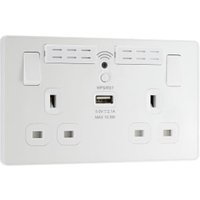 BG Evolve Pearlescent White WiFi Extender Double Switched 13A Power Socket & 1 x USB (2.1A)