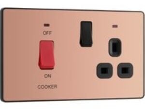 BG Evolve Polished Copper Cooker Control Double Pole Socket & Switch with Led Power Indicators