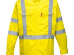 Biz Flame Mens 88/12 Flame Resistant Hi Vis Shirt Yellow 2XL