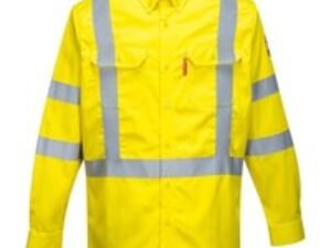 Biz Flame Mens 88/12 Flame Resistant Hi Vis Shirt Yellow XL