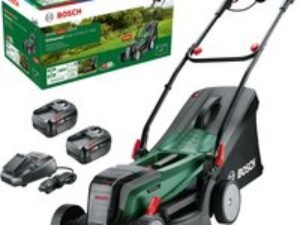 Bosch UNIVERSALROTAK 2X18V-37-550 P4A 36v Cordless Rotary Lawnmower 370mm 2 x 6ah Li-ion Charger