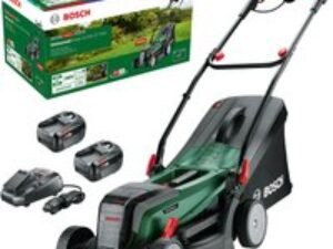 Bosch UNIVERSALROTAK 2X18V-37-550 P4A 36v Cordless Rotary Lawnmower 370mm 2 x 4ah Li-ion Charger