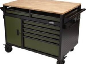 Bunker 14 Drawer Multi Functional Workbench Tool Roller Cabinet Black / Green