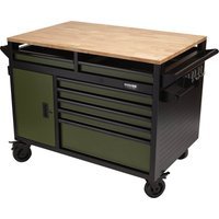 Bunker 14 Drawer Multi Functional Workbench Tool Roller Cabinet Black / Green
