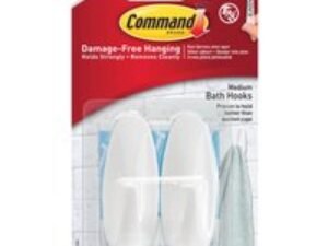 Command Adhesive Strip Bathroom Hooks White Pack of 2