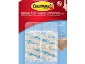 Command Adhesive Strip Mini Hooks Clear Pack of 6