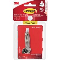 Command Adhesive Strip Mini Hooks White Pack of 18
