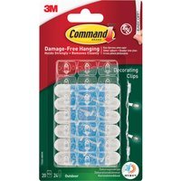 Command Adhesive Strip Outdoor Decorating Clips Clear Pack of 20