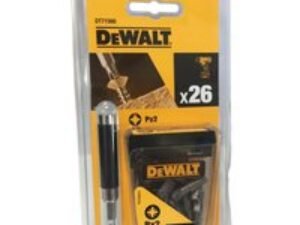 DeWalt 25 Piece Pozi 2 Screwdriver Bits and Holder PZ2 25mm Pack of 25