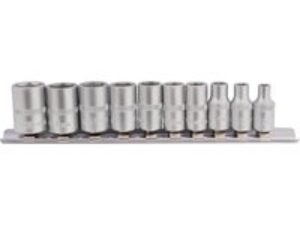 Draper 10 Piece 1/4" Drive Hex Socket Set Metric on Rail 1/4