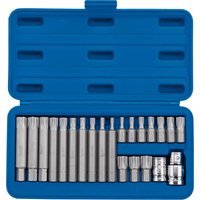 Draper 22 Piece 3/8" and 1/2" Drive Ribe Socket and Bit Set Combination 100mm