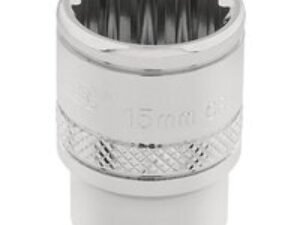 Draper 3/8" Drive Polished Finish Hi Torq Bi Hexagon Socket Metric 3/8" 15mm