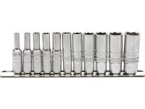 Draper Expert 11 Piece 1/4" Drive Deep Hex Socket Set Imperial on Rail 1/4