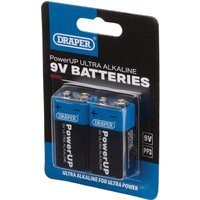Draper Powerup Ultra Alkaline 9v Batteries Pack of 2